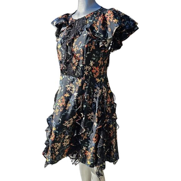 Sachin & Babi Tutu Garden Black Ruffle Silk Mini Dress - Picture 11 of 14